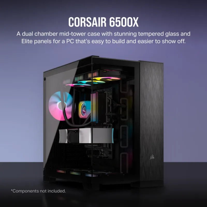 Corsair korpuss ar divām kamerām | 6500X | Melns/Obsidiana alumīnijs | Mid-Tower | ATX