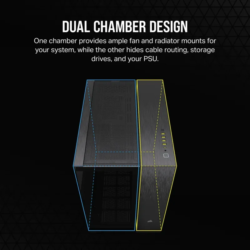 Corsair korpuss ar divām kamerām | 6500X | Melns/Obsidiana alumīnijs | Mid-Tower | ATX