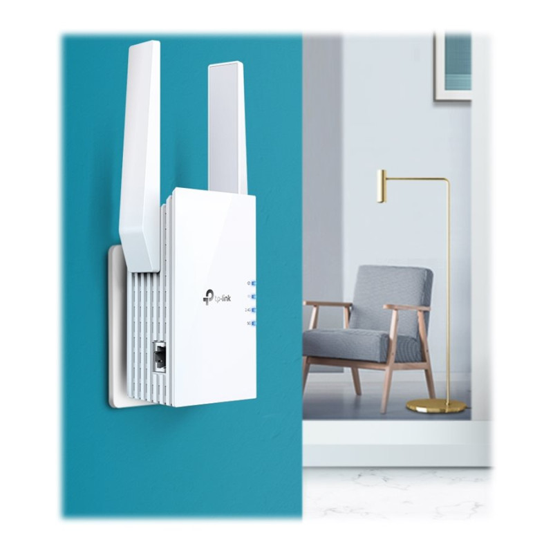 TP-LINK | Range Extender | RE605X | 802.11ax | Nav Mesh atbalsta | 574+1201 Mbit/s | 10/100/1000 Mbit/s | Ethernet LAN (RJ-45) porti 1 | Nav mobila platjosla | MU-MIMO Nav | Antenas tips 2x ārējā