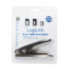 Logilink | 2 in 1 SIM Card Cutter | *For cutting of SIM cards into micro and nano format*Material: Stainless iron*For easy cutting of SIM cards*2x Nano-SIM cards, 1x Micro SIM Card*Adapter and 1x SIM card pin included*Color: Silver/Chrome