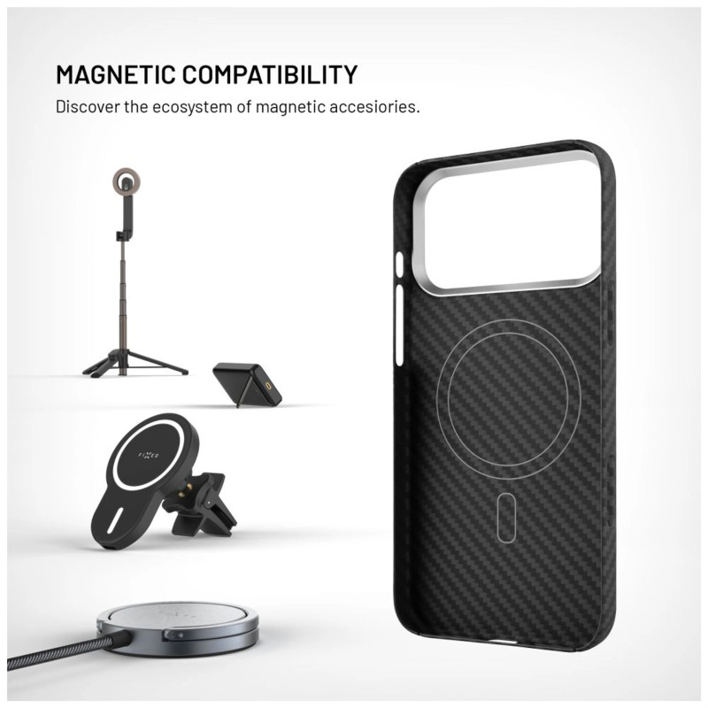 Fixed MagVelar | Aizmugures vāciņš | Apple | iPhone 17 Pro Max | aramīda šķiedras | Melns