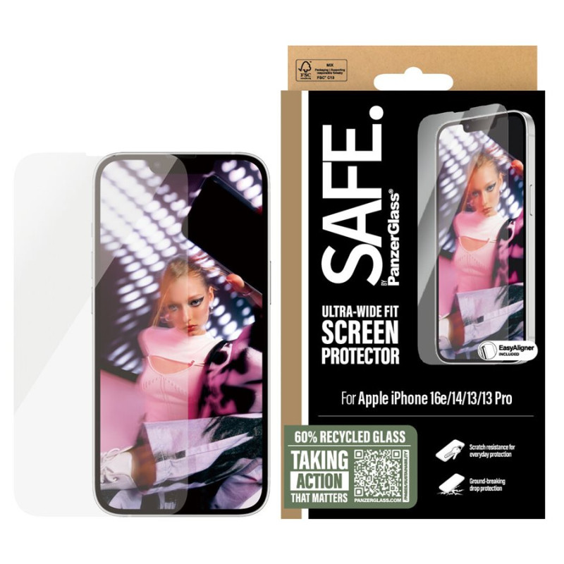 PanzerGlass Ekrāna aizsargplēve | Apple | iPhone 16e/14/13/13 Pro | Stikls | Caurspīdīgs | Ultra-Wide Fit ar izlīdzinātāju