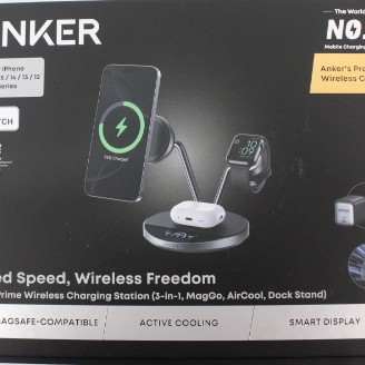 SALE OUT. Anker Prime bezvadu uzlādes stacija Qi2.2 25W bezvadu uzlāde (3-in-1, MagGo, AirCool, Dock Stand) PSU pievienots, Melns | Anker Prime bezvadu uzlādes stacija Qi2.2 25W bezvadu uzlāde (3-in-1, MagGo, AirCool, Dock Stand) PSU pievienots | DEMO