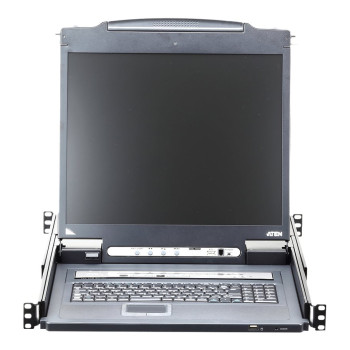 Aten | 1-lokāla/tālvadības koplietošanas piekļuve 8-portu PS/2-USB VGA vienas sliedes LCD KVM pār IP slēdzis