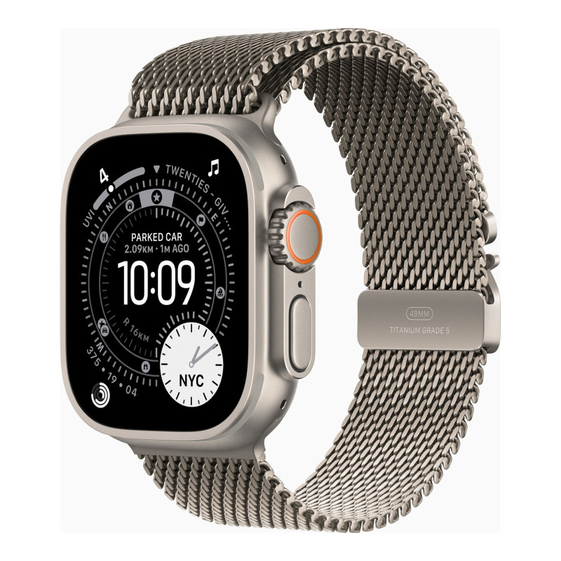 Apple Watch Ultra 3 GPS + Cellular 49mm dabīgā titāna korpuss ar dabīgā titāna Milano siksniņu - vidēja | Apple