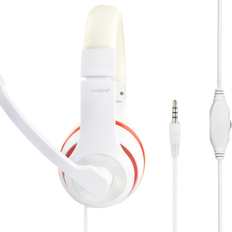 Gembird | Stereo Headset | MHS 03 WTRD | 3.5 mm | White with Red Ring | Headset