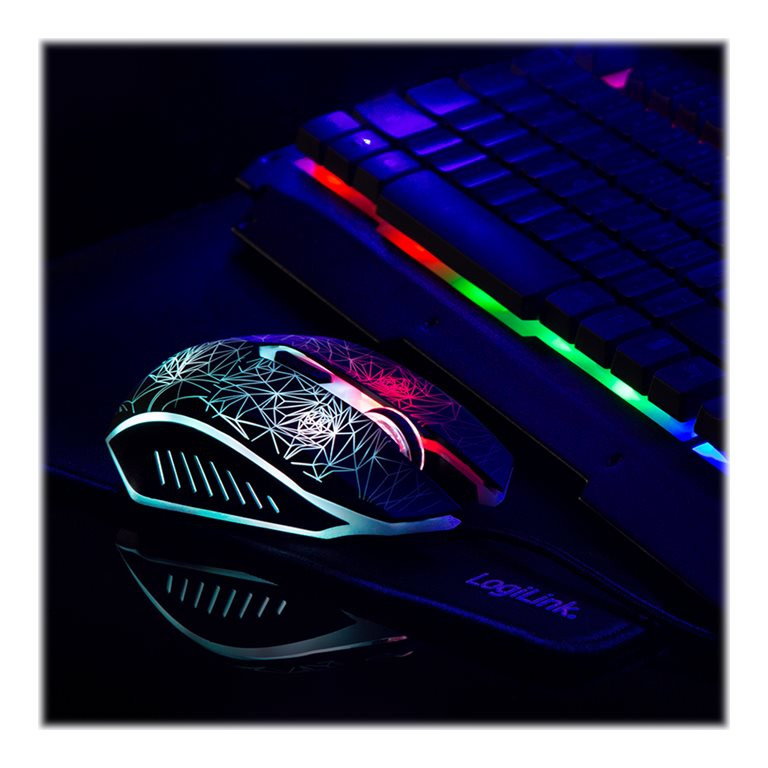 Logilink | Gaming komplekts: tastatūra, pele un paliktnis | ID0185 | Tastatūra, pele un paliktnis | Ar vadu | Pele iekļauta | DE