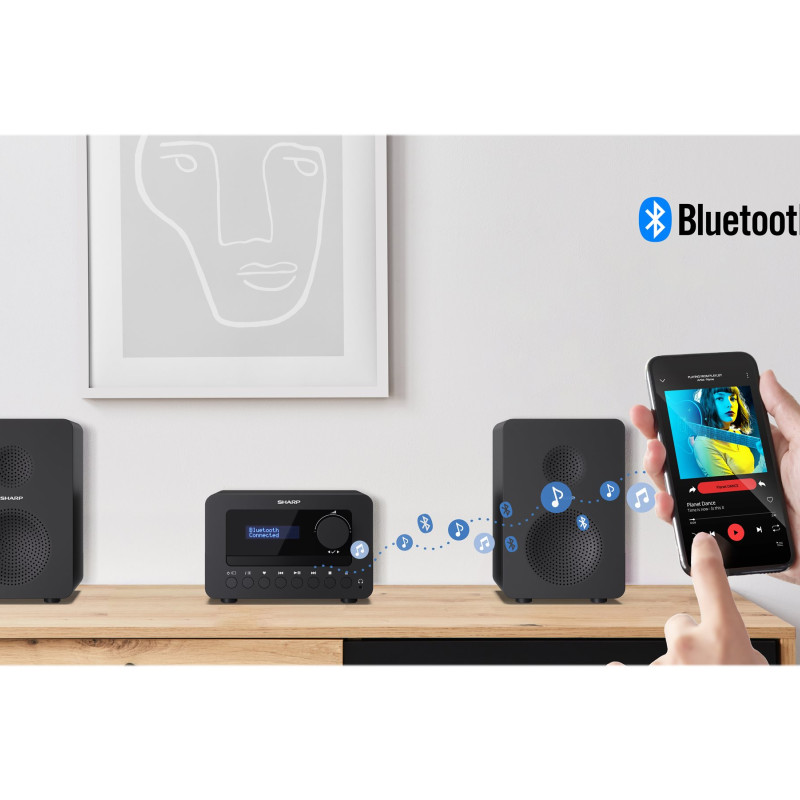 Sharp XL-B520D(BK) Tokyo Hi-Fi Micro System 2.0, FM/DAB/DAB+/USB, CD, Bluetooth 5.0, Aux-in, Black | Sharp | Tokyo Hi-Fi Micro System 2.0 | XL-B520D(BK) | Bluetooth | Black