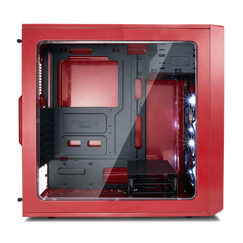 Fractal Design | Focus G | FD-CA-FOCUS-RD-W | Sānu logs | Kreisā sānu panelis - rūdīts stikls | Sarkans | ATX | ATX