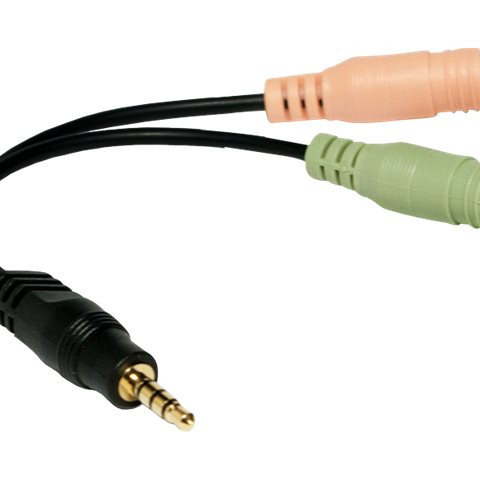 Logilink | Audio ligzdas adapters, 4-polu, 3,5 mm stereo spraudnis uz 2x 3,5 mm ligzdu | 0.15 m