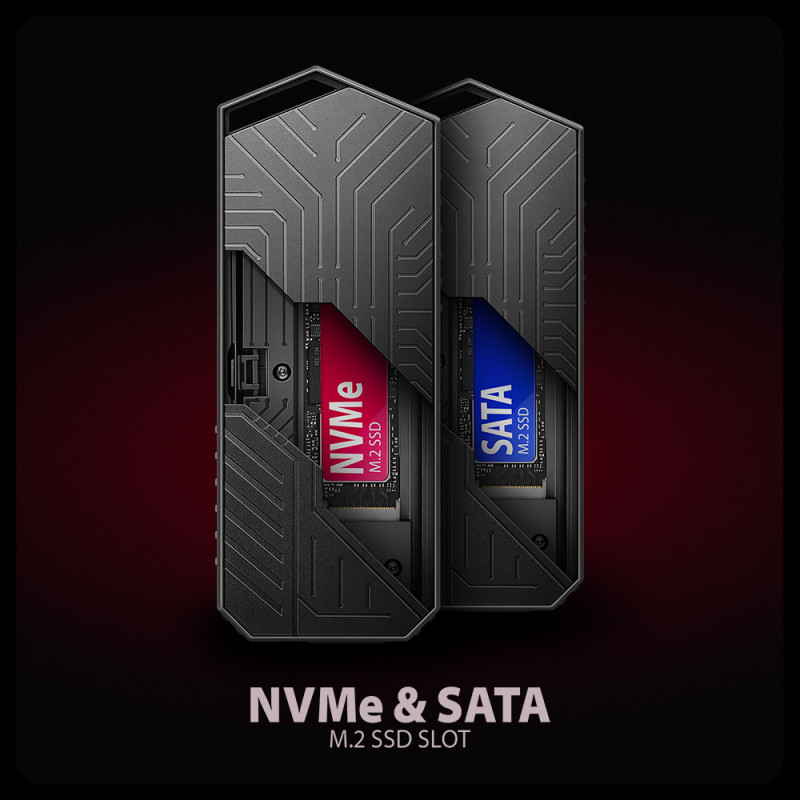 AXAGON USB-C 10Gbps - M.2 NVMe un SATA SSD GAME M.2 box | EEM2-GAM