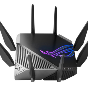 Asus | Wi‑Fi 6 trīsbandu gigabitu spēļu maršrutētājs | ROG GT-AXE11000 Rapture | 802.11ax | 1148+4804+4804 Mbit/s | 10/100/1000/2500 Mbit/s | Ethernet LAN (RJ-45) porti 5 | Atbalsts Mesh Jā | MU‑MIMO Jā | Nav mobilā platjosla | Antenas tips Ārēja | 2xUSB 3.2