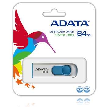 ADATA | C008 | 64 GB | USB 2.0 | Balts/Zils