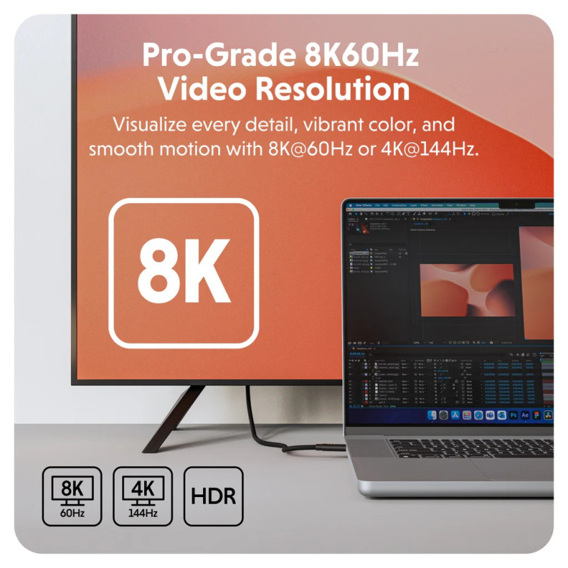 Hyper | HyperDrive Next USB4 Type-C veiktspējas kabelis, 1.2 m | HD6500BKGL