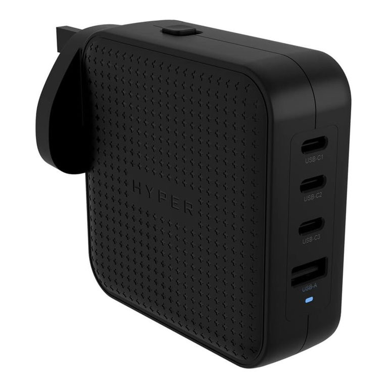Hyper HyperJuice 100W USB-C GaN ceļojumu lādētājs (3C+1A) - Melns | Hyper