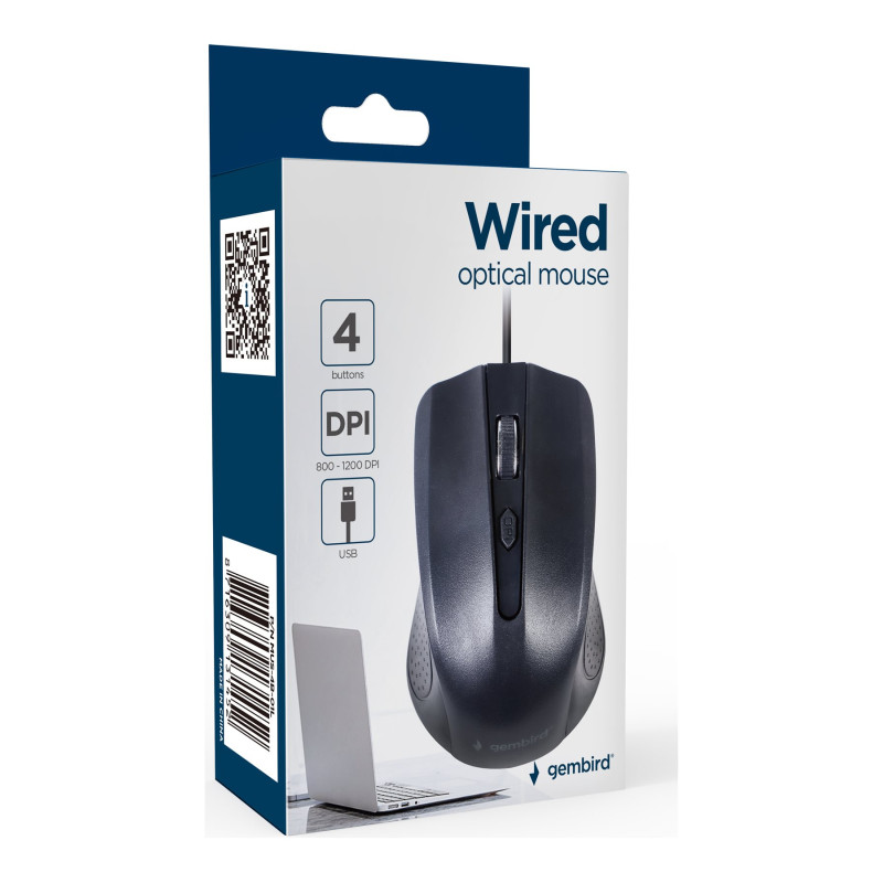 Gembird Optical Mouse | MUS-4B-01L | Wired | USB | Black