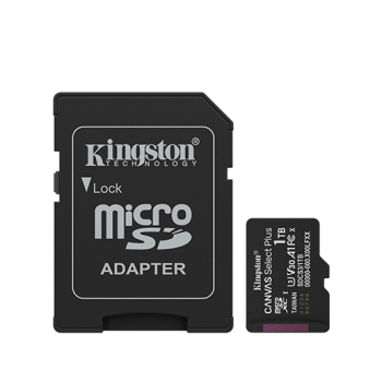 Kingston atmiņas karte | Canvas Select Plus | 1000 GB | microSD | Flash atmiņa klase Class 10, UHS-I, U1/U3, video klase 10/30, A1