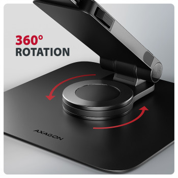 AXAGON STND-LRB statīvs ar 360° rotāciju portatīvajiem datoriem un planšetēm | Regulējams augstums, leņķis | 10–17.3