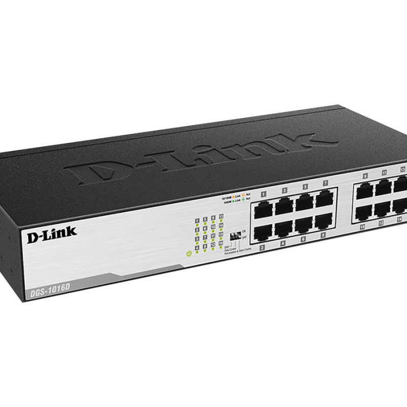 D-Link | 16 portu gigabitu nepārvaldāms darbvirsmas slēdzis | DGS-1016D | Nepārvaldāms | Darbvirsma