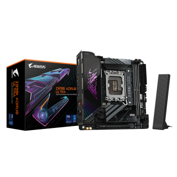 Gigabyte Z890I AORUS ULTRA | Procesoru saime Intel | Procesora ligzda LGA1851 | DDR5 | Atbalstītie cieto disku saskarnes M.2, SATA | SATA savienotāju skaits 2