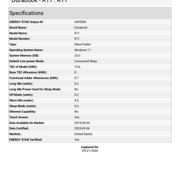 Durabook | Rugged Tablet | R11 4G LTE + GPS, RF caurlaidības antena | 11.6