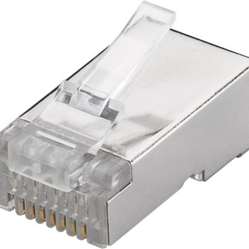 Goobay 93829 RJ45 spraudnis, CAT 6 STP ekrānots | priekš apaļa kabeļa priekš cēlta un cieta serdes vadītāja Tehniskās specifikācijas Savienojumi Savienojuma veids RJ45 spraudnis (8P8C) Kontaktu materiāls zelta pārklājums 15µ Kontaktēšana 4+4 kontaktu Vada specifikācija CAT 6 Ekrānēšanas klase STP AWG 26-23 Iepakojums 1 gab.