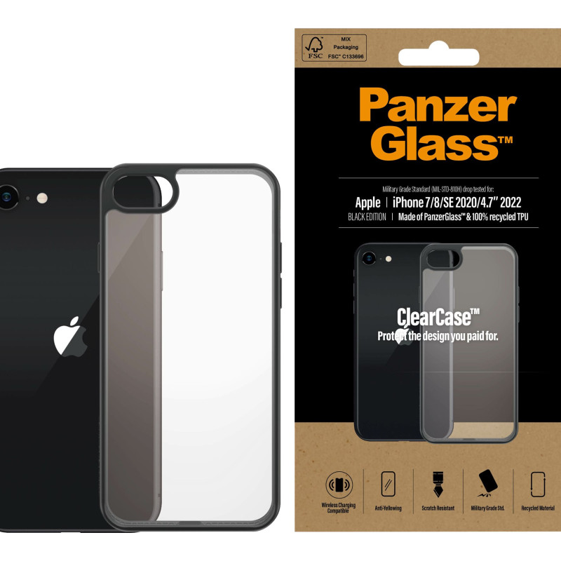 PanzerGlass | Screen Protector | Iphone | Iphone 7/8/se (2020) | Tempered anti-aging glass | Black/Crystal Clear | Clear Screen Protector