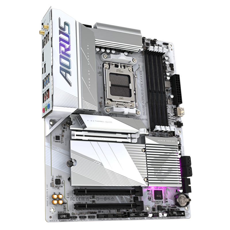 Gigabyte B650E A ELITE X ICE | Procesoru saime AMD | Procesora ligzda AM5 | DDR5 | Atbalstītie cietā diska interfeisi SATA, M.2 | SATA savienotāju skaits 4