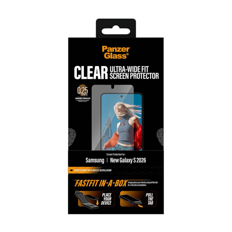 PanzerGlass ekrāna aizsargs Samsung New Galaxy S26 | Ultra-Wide Fit ar FASTFIT IN-A-BOX | PanzerGlass