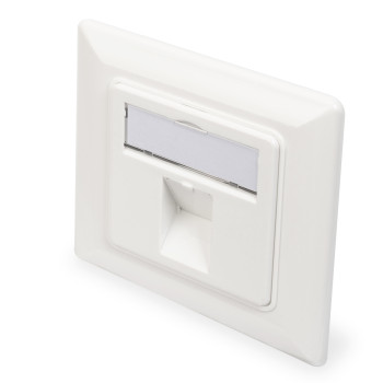 Digitus | Sienas plāksne Keystone moduļiem, vācu tips, vidējā plāksne 50x50 mm, rāmis 80x80 mm | DN-93811