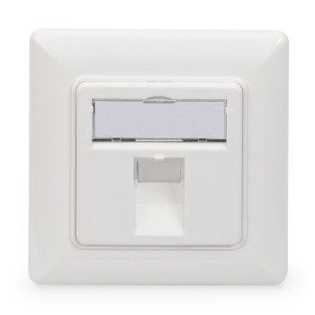 Digitus | Sienas plāksne Keystone moduļiem, vācu tips, vidējā plāksne 50x50 mm, rāmis 80x80 mm | DN-93811