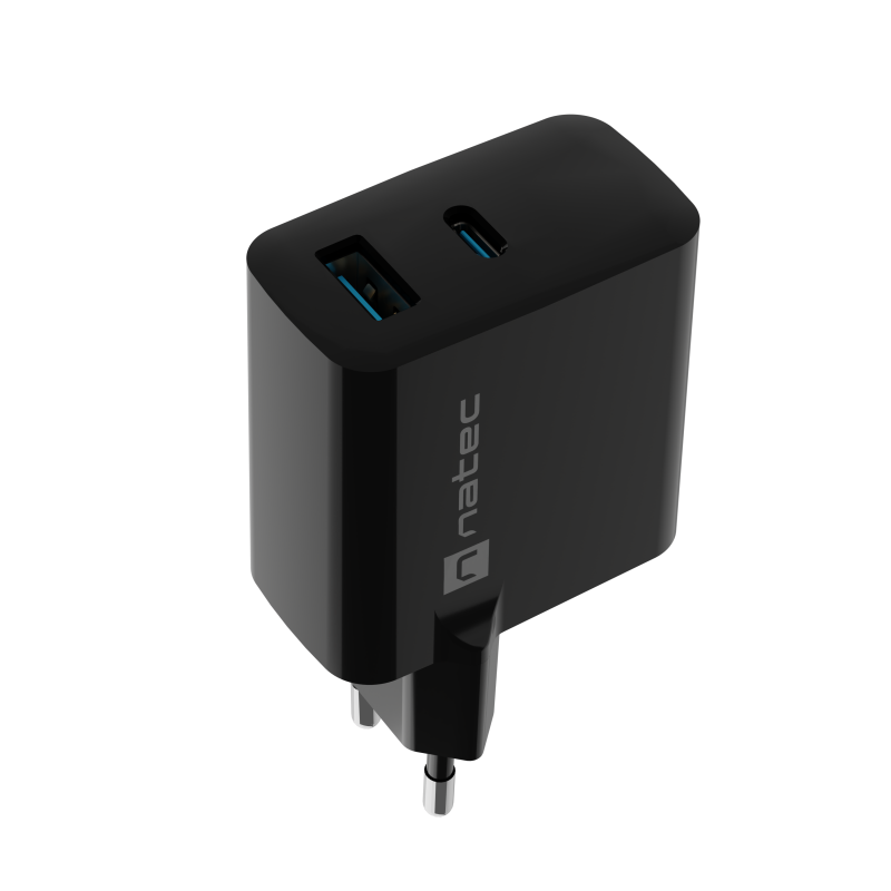 Natec Ribera USB lādētājs, 1x USB-A, 1x USB-C, 45 W | NUC-2143