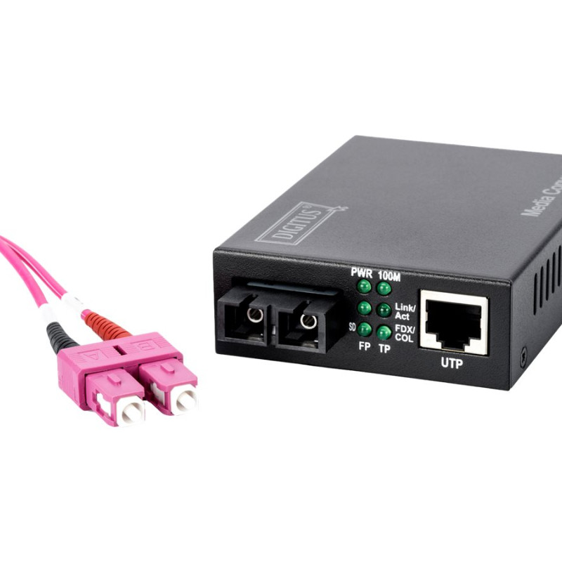 Digitus | Fast Ethernet mediju konvertors, multimode SC savienotājs, 1310 nm, līdz 2 km | DN-82020-1 | SC duplex | 10/100M RJ45 ports