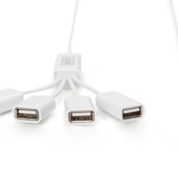 Digitus | USB 2.0 kabeļu hubs, 4-portu 4x USB A/ligzda, 1x USB A spraudnis, DC 2.5 mm (barošanas bloks nav iekļauts) | DA-70216