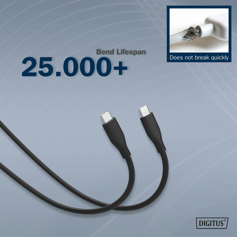 Digitus | Silicone connection cable, 0.5 m | AK-300341-005-S | USB-C to USB-C