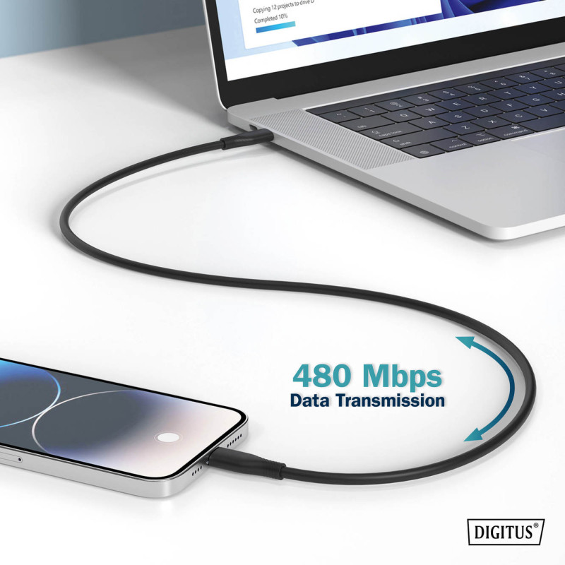 Digitus | Silicone connection cable, 0.5 m | AK-300341-005-S | USB-C to USB-C