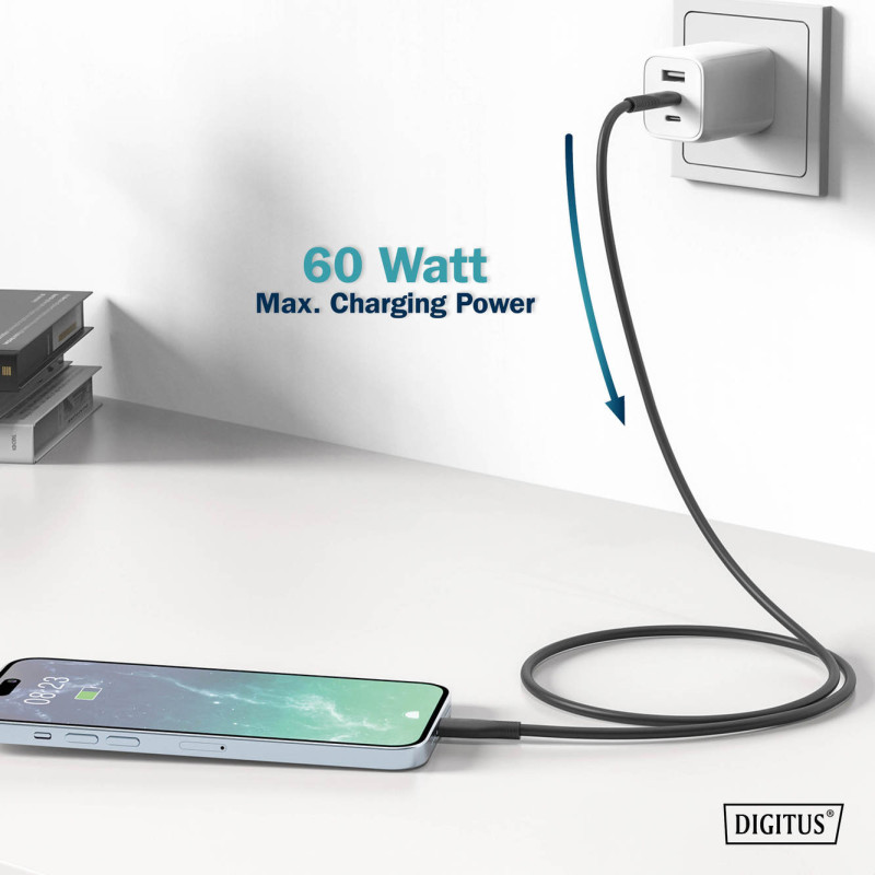 Digitus | Silicone connection cable, 0.5 m | AK-300341-005-S | USB-C to USB-C