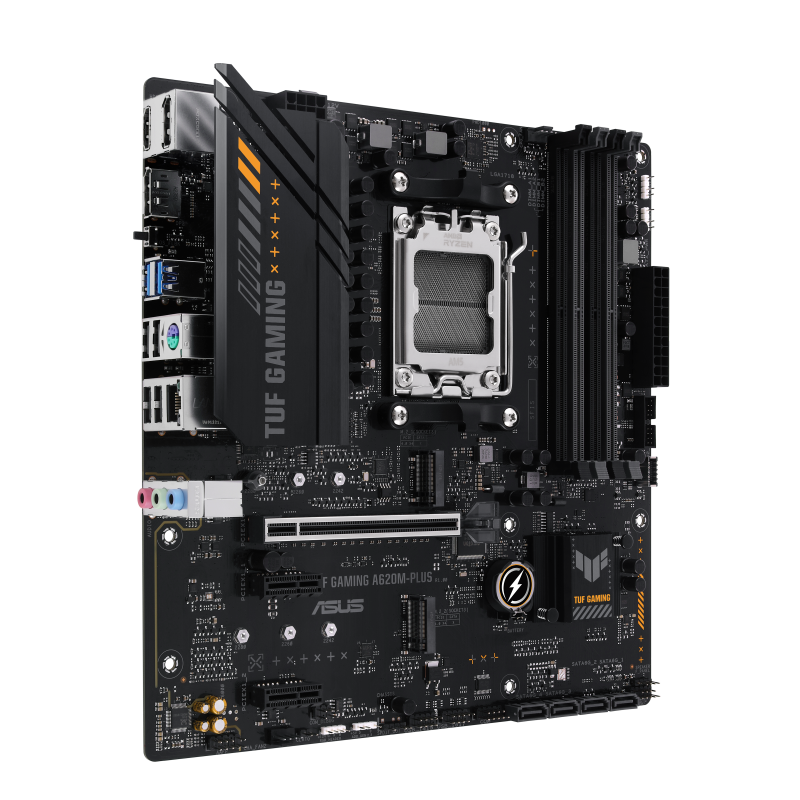 Asus | TUF GAMING A620M-PLUS | Procesora saime AMD | Procesora ligzda AM5 | DDR5 DIMM | Atmiņas sloti 4 | Atbalstītie cietā diska interfeisi SATA, M.2 | SATA savienotāji 4 | Mikros-ATX | Čipsets AMD A620