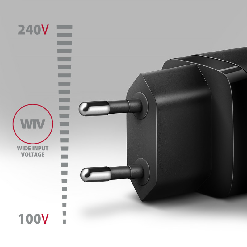 AXAGON Wallcharger 1x ports USB-C, PD3.0/PPS/QC4+/AFC/FCP/Apple, 20W | ACU-PD20