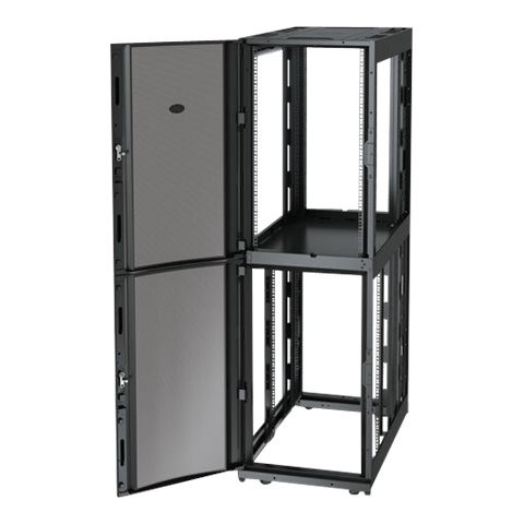 APC NetShelter SX Colocation 2 x 20U 600 mm plata x 1070 mm dziļa iekārta ar sāniem melna | Schneider Electric