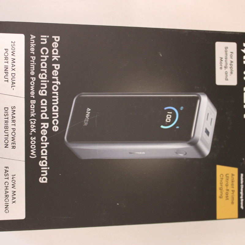 SALE OUT. Anker Prime jaudas banka - USB, 2 x USB-C - 300 vati | 26250 mAh | Melna | IEPAKOTS ATVĒRTS, NELIELA IESKRĀPIJUMS UZ AUGŠĒJĀ MALAS