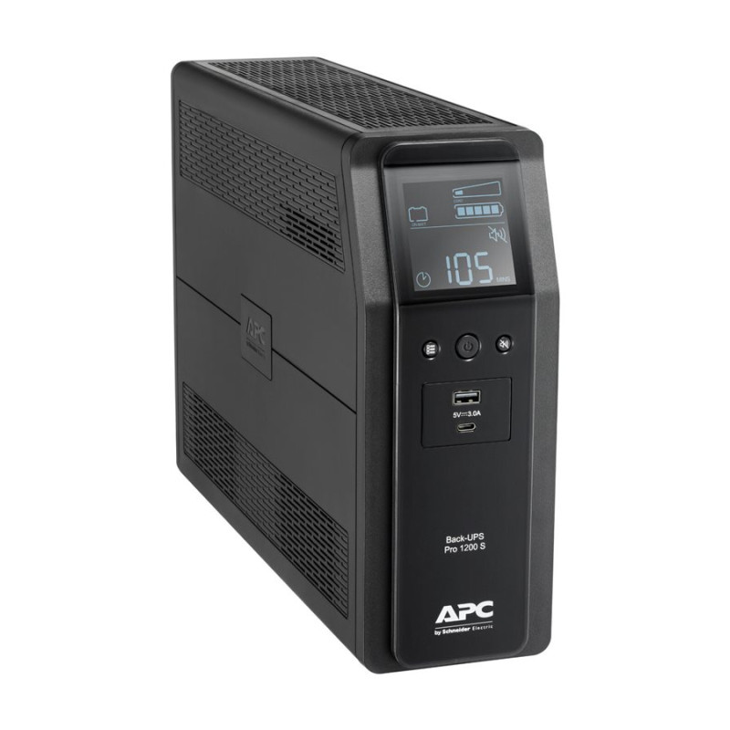 Schneider Electric APC Back-UPS Pro, tornis, 230 V, 8x IEC C13 ligzdas, sinusoidāla viļņa, AVR, USB Type A+C porti, LCD, lietotāja nomaināma baterija | BR1200SI | 1200 VA | 720 W