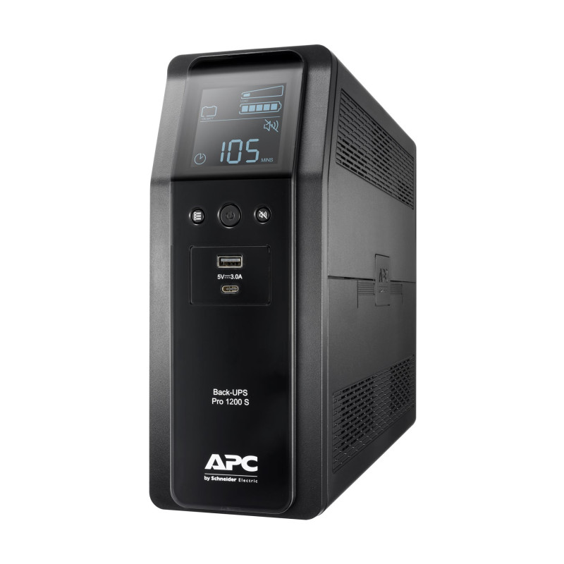 Schneider Electric APC Back-UPS Pro, tornis, 230 V, 8x IEC C13 ligzdas, sinusoidāla viļņa, AVR, USB Type A+C porti, LCD, lietotāja nomaināma baterija | BR1200SI | 1200 VA | 720 W