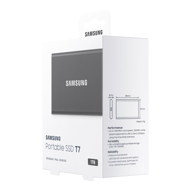 Portable SSD | T7 | 1000 GB | USB 3.2 | Silver