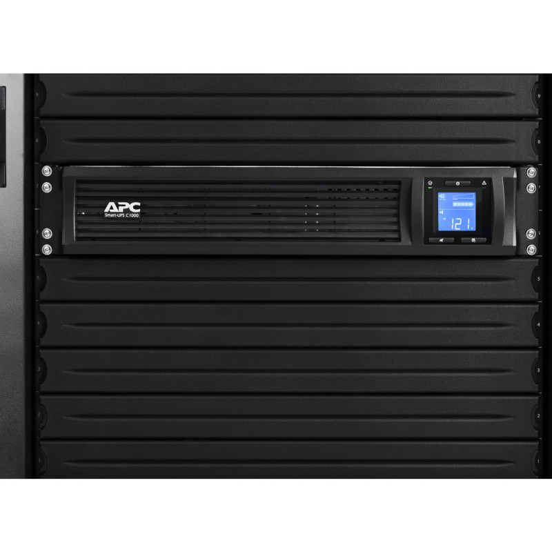 Schneider Electric APC Smart-UPS C, 2U sliedes stiprināms, 4x IEC C13 kontaktligzdas, SmartConnect ports, USB un seriālā komunikācija, AVR, grafiska LCD | SMC1000I-2UC | 1000 VA | 600 W | 230 V