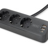Digitus 3-veidu biroja strāvas sloksne ar 2x USB-A un 1x USB-C savienojumiem | DA-70625