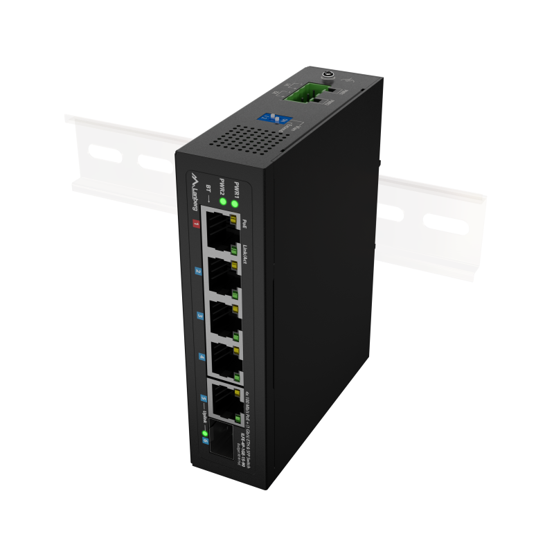 Lanberg Switch PoE 1xBT 3xAT SFP/ETH Din Unmanagment Fast Ethernet | ILFE-4P-1GE-1S-90