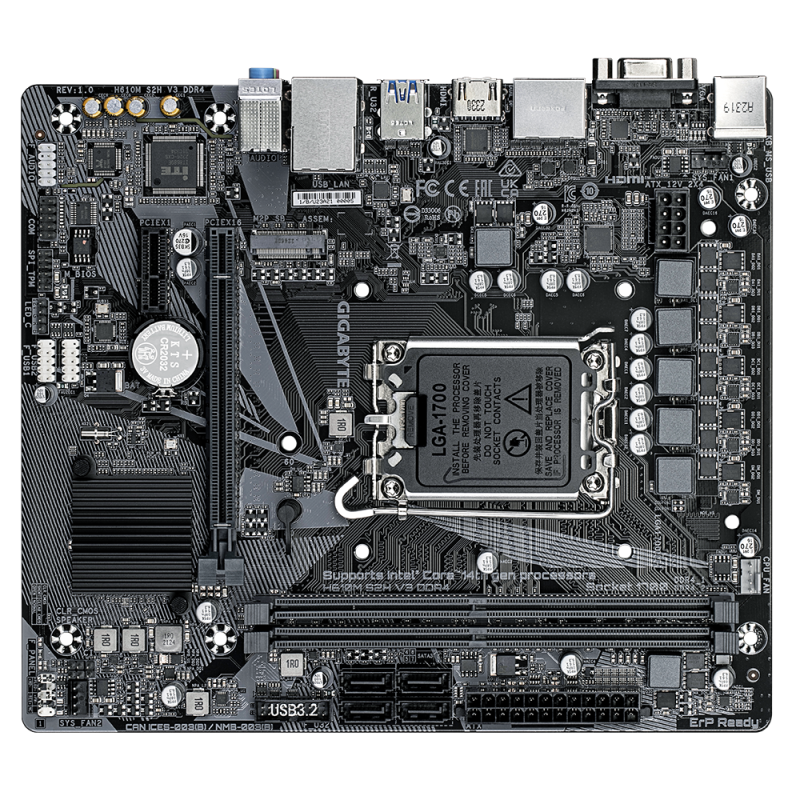 Gigabyte | H610M S2H V3 DDR4 G1.0 | Procesoru saime Intel | Procesora ligzda LGA1700 | DDR4 | Atbalstītās cietā diska saskarnes SATA, M.2 | SATA savienotāju skaits 4