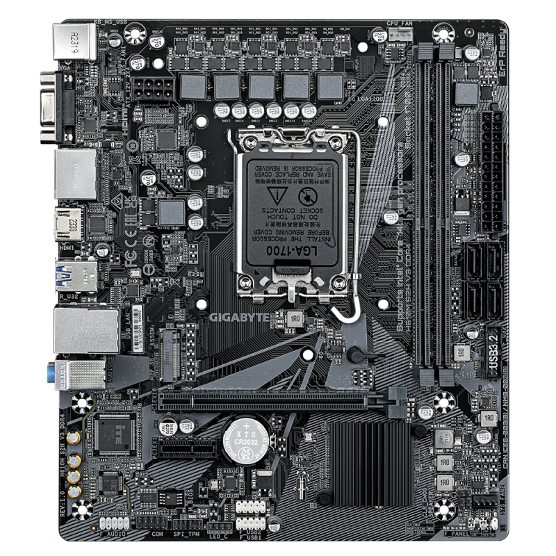 Gigabyte | H610M S2H V3 DDR4 G1.0 | Procesoru saime Intel | Procesora ligzda LGA1700 | DDR4 | Atbalstītās cietā diska saskarnes SATA, M.2 | SATA savienotāju skaits 4