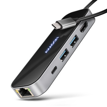 AXAGON USB-C 5Gbps GLASS 6in1 centrmezgls | HMC-6GLN